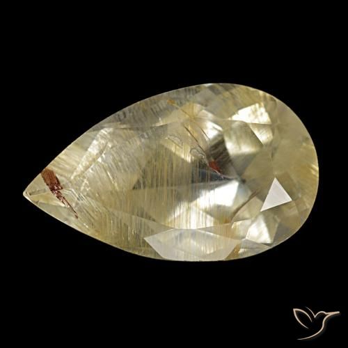 Topaze rutilée jaune naturelle en forme de poire, 4,06 ct, transparent