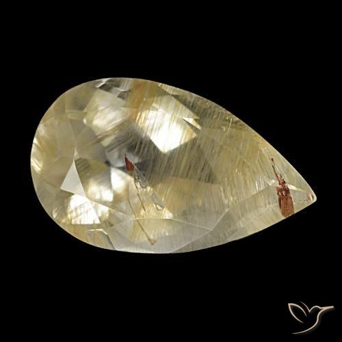 Topaze rutilée jaune naturelle en forme de poire, 4,06 ct, transparent