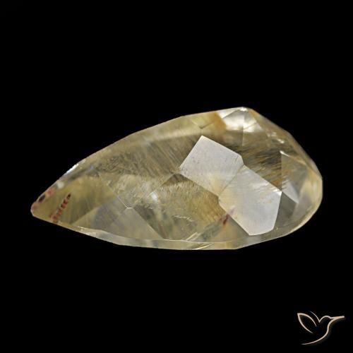 Topaze rutilée jaune naturelle en forme de poire, 4,06 ct, transparent