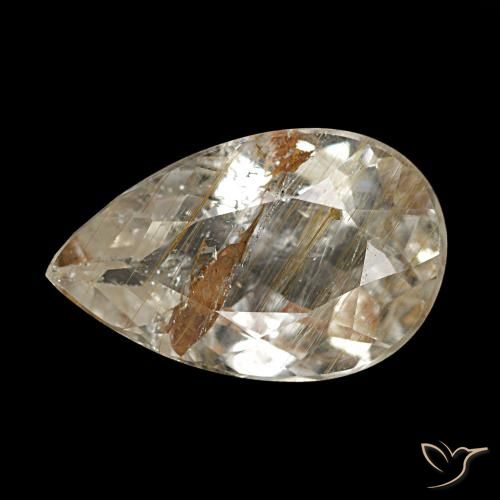 Topaze rutilée clair et bronze doré naturelle en forme de poire, 2,60 ct, transparent