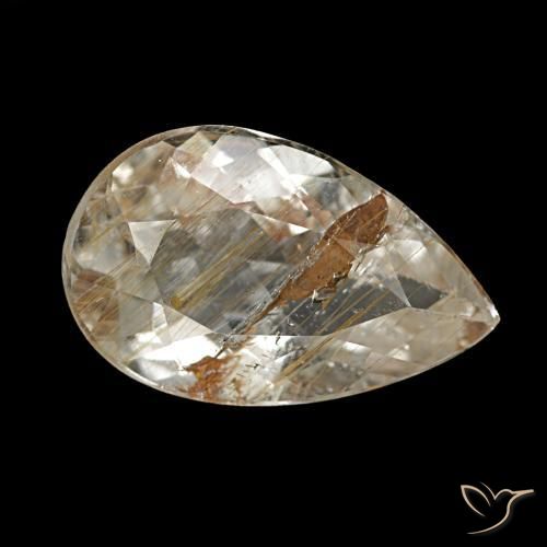Topaze rutilée clair et bronze doré naturelle en forme de poire, 2,60 ct, transparent