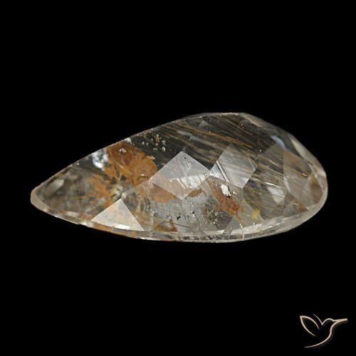 Topaze rutilée clair et bronze doré naturelle en forme de poire, 2,60 ct, transparent