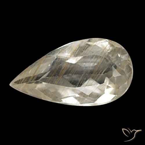 Topaze rutilée jaune de 3,48 ct, en forme de poire, transparent