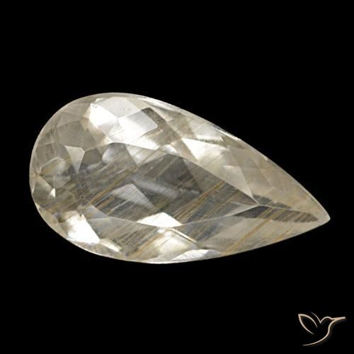 Topaze rutilée jaune naturelle en forme de poire, 3,48 ct, transparent
