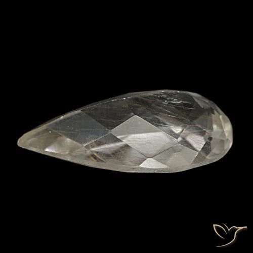 Topaze rutilée jaune naturelle en forme de poire, 3,48 ct, transparent