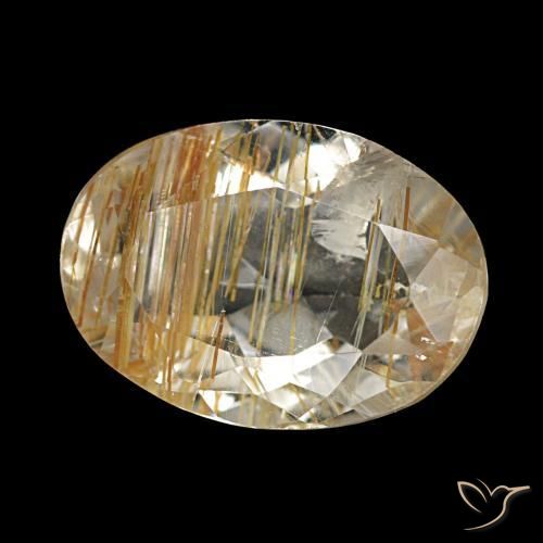 Topaze rutilée marron doré très clair naturelle coupe ovale, 2,74 ct, transparent
