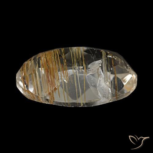 Topaze rutilée marron doré très clair naturelle coupe ovale, 2,74 ct, transparent