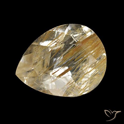 Topaze rutilée jaune naturelle en forme de poire, 2,18 ct, transparent
