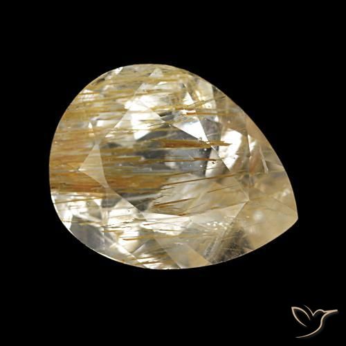 Topaze rutilée jaune naturelle en forme de poire, 2,18 ct, transparent