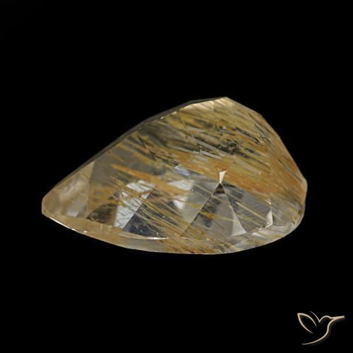 Topaze rutilée jaune naturelle en forme de poire, 2,18 ct, transparent