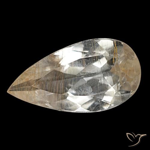 Topaze rutilée jaune naturelle en forme de poire, 3,33 ct, transparent