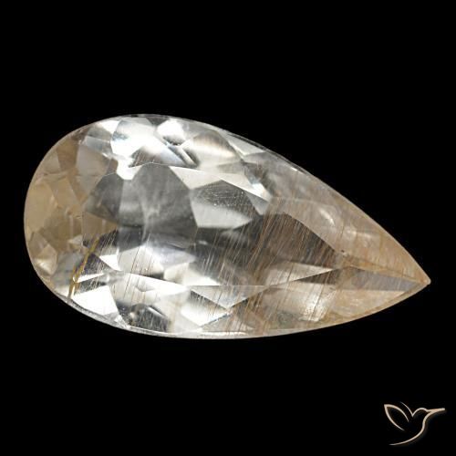 Topaze rutilée jaune naturelle en forme de poire, 3,33 ct, transparent