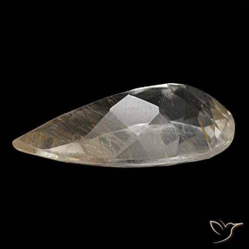 Topaze rutilée jaune naturelle en forme de poire, 3,33 ct, transparent