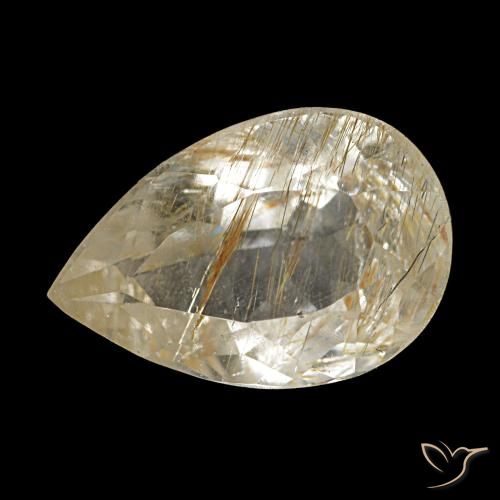 Topaze rutilée jaune naturelle en forme de poire, 2,28 ct, transparent