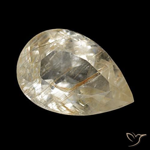 Topaze rutilée jaune naturelle en forme de poire, 2,28 ct, transparent