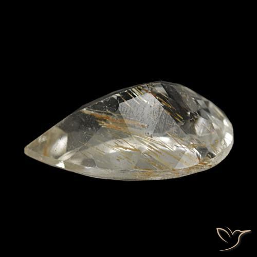 Topaze rutilée jaune naturelle en forme de poire, 2,28 ct, transparent