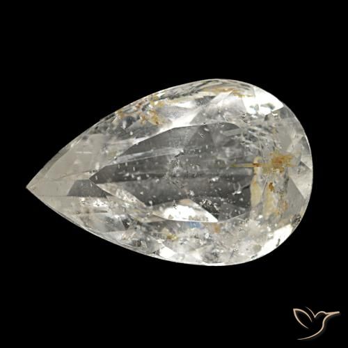 Topaze rutilée jaune naturelle en forme de poire, 2,87 ct, opaque