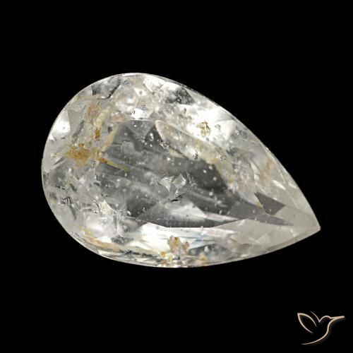 Topaze rutilée jaune naturelle en forme de poire, 2,87 ct, opaque
