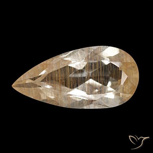 Topaze rutilée marron naturelle en forme de poire, 2,91 ct, transparent