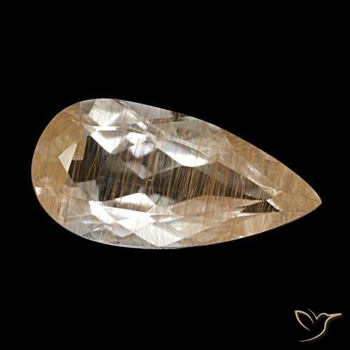 Topaze rutilée marron naturelle en forme de poire, 2,91 ct, transparent