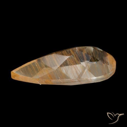 Topaze rutilée marron naturelle en forme de poire, 2,91 ct, transparent