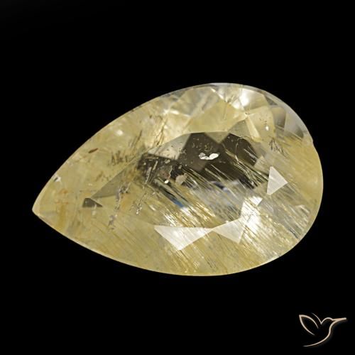 Topaze rutilée jaune naturelle en forme de poire, 6,20 ct, transparent