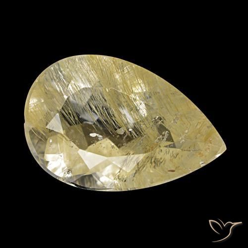 Topaze rutilée jaune naturelle en forme de poire, 6,20 ct, transparent