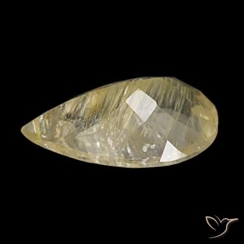 Topaze rutilée jaune naturelle en forme de poire, 6,20 ct, transparent