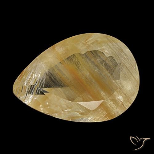 Topaze rutile Medium Light-Brown naturelle En forme de poire, 6.92 ct, Transparent