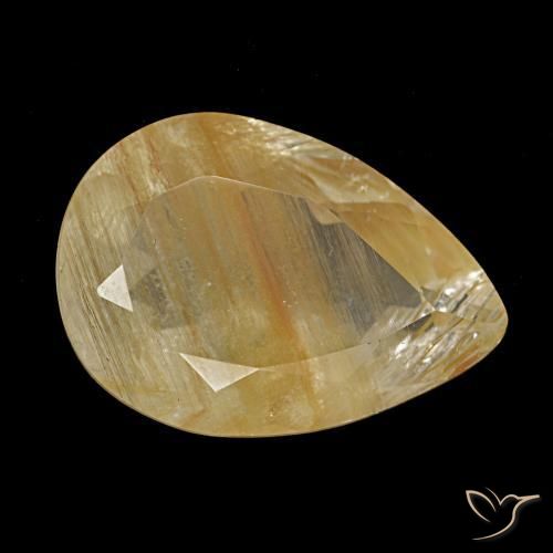 Topaze rutile Medium Light-Brown naturelle En forme de poire, 6.92 ct, Transparent