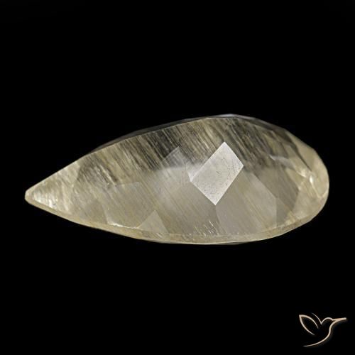 Topaze rutilée jaune terreux naturelle en forme de poire, 7,42 ct, transparent