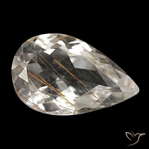 Topaze rutilée clair avec brun naturelle en forme de poire, 8,46 ct, transparent