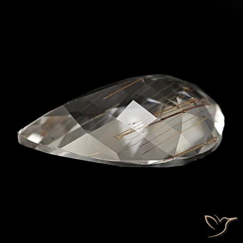 Topaze rutilée clair avec brun naturelle en forme de poire, 8,46 ct, transparent
