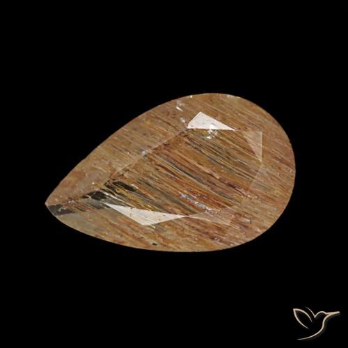 Topaze rutilée marron très clair naturelle en forme de poire, 1,15 ct, transparent