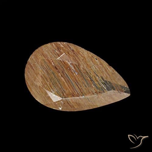 Topaze rutilée marron très clair naturelle en forme de poire, 1,15 ct, transparent
