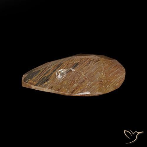 Topaze rutilée marron très clair naturelle en forme de poire, 1,15 ct, transparent