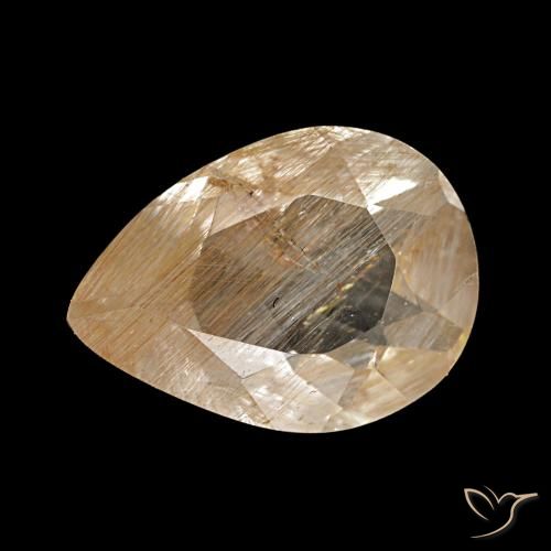 Topaze rutilée marron de 2,07 ct, en forme de poire, transparent