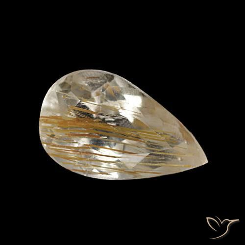 Topaze rutilée jaune naturelle en forme de poire, 1,41 ct, transparent