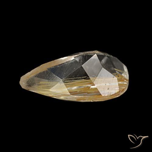 Topaze rutilée jaune naturelle en forme de poire, 1,41 ct, transparent