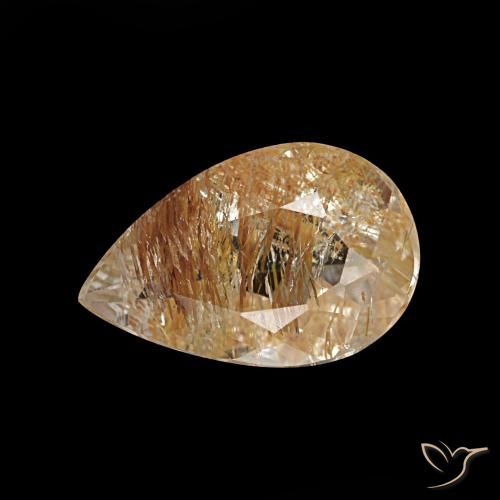 Topaze rutilée marron naturelle en forme de poire, 1,20 ct, transparent
