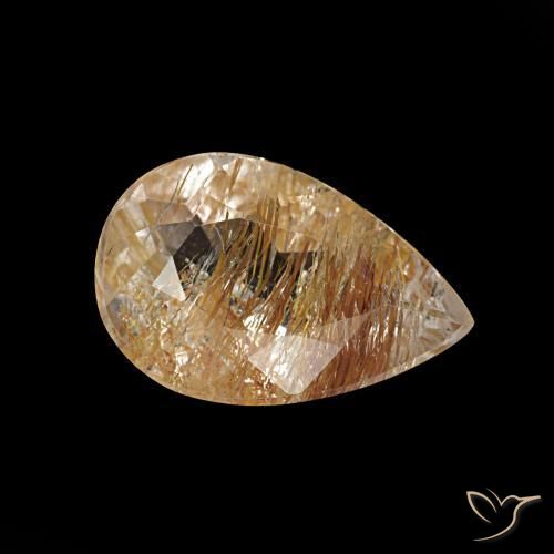 Topaze rutilée marron naturelle en forme de poire, 1,20 ct, transparent