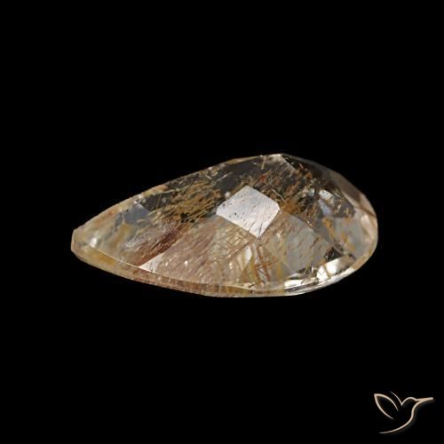 Topaze rutilée marron naturelle en forme de poire, 1,20 ct, transparent