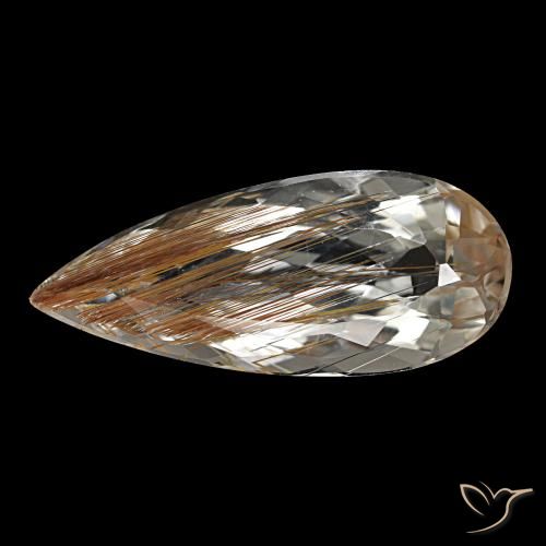 Topaze rutilée marron de 5,48 ct, en forme de poire, transparent