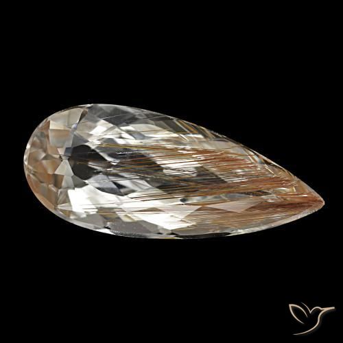 Topaze rutilée marron naturelle en forme de poire, 5,48 ct, transparent