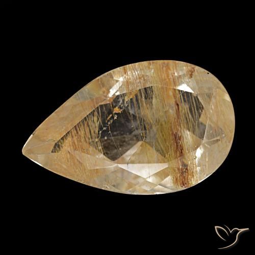 Topaze rutilée marron naturelle en forme de poire, 5,25 ct, transparent