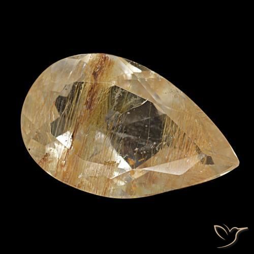 Topaze rutilée marron naturelle en forme de poire, 5,25 ct, transparent
