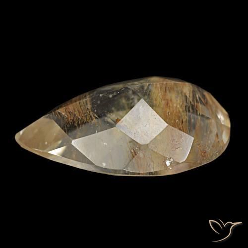 Topaze rutilée marron naturelle en forme de poire, 5,25 ct, transparent