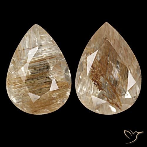 Topaze rutilée marron de 5,13 ct, en forme de poire, transparent
