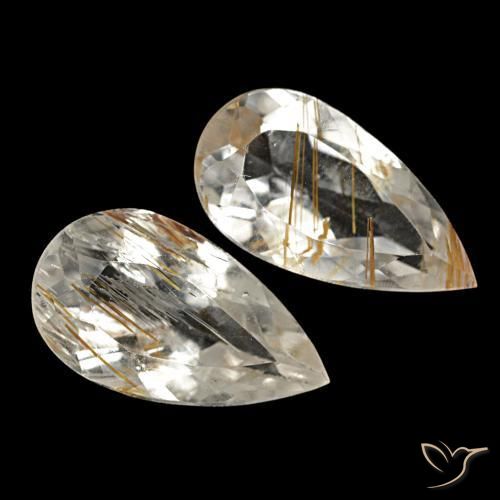 Achetez naturel 4,03ct jaune topaze rutilée gems, en forme de poire, en provenance brésil chez gemselect. en stock, livraison internationale!