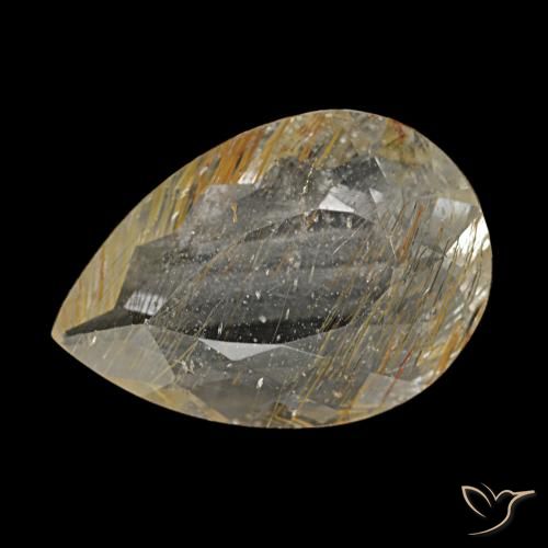 Topaze rutilée jaune naturelle en forme de poire, 2,67 ct, transparent